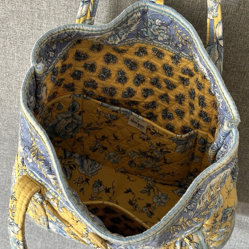 Quilted Keepers Bucket Tote Bag Quilted Yellow & Blue Floral - Picture 7 of 9